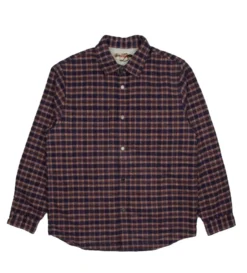 Stussy Sherpa Lined Plaid Shirt (Navy)
