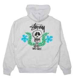 Stussy Skull Crest Zip Hoodie (Ash Heather)