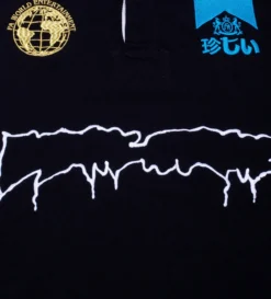 Sponsored Outline Rugby Shirt (Black) -Unisex Clothing Sales FAQ322S001 BLKd2