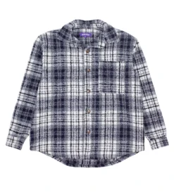 Heavy Flannel Overshirt (Navy / White)
