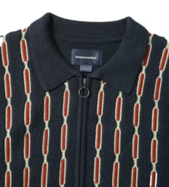 Chain Zip Up Polo (Navy) -Unisex Clothing Sales tn223kknck03 nvyf