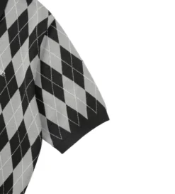 Argyle S/S Knit Polo (Black) -Unisex Clothing Sales tn231kknpk01 blkd2